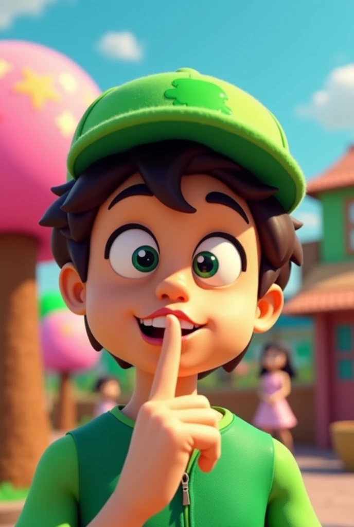 Generate a person of roblox saing shh to the screen