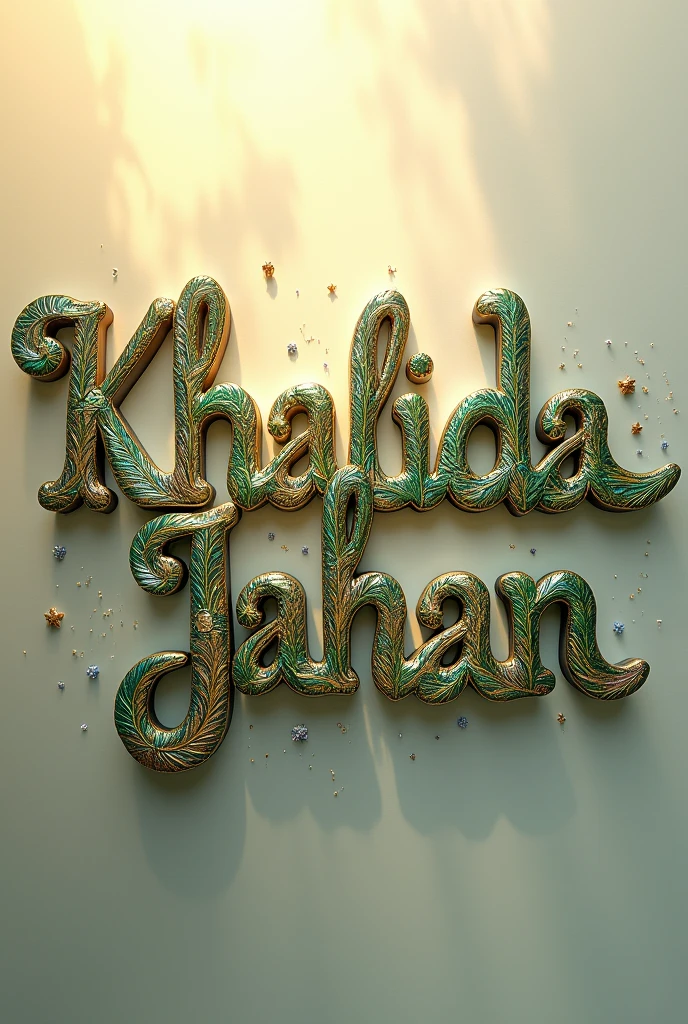 Khalida jahan name with peacock feathered font