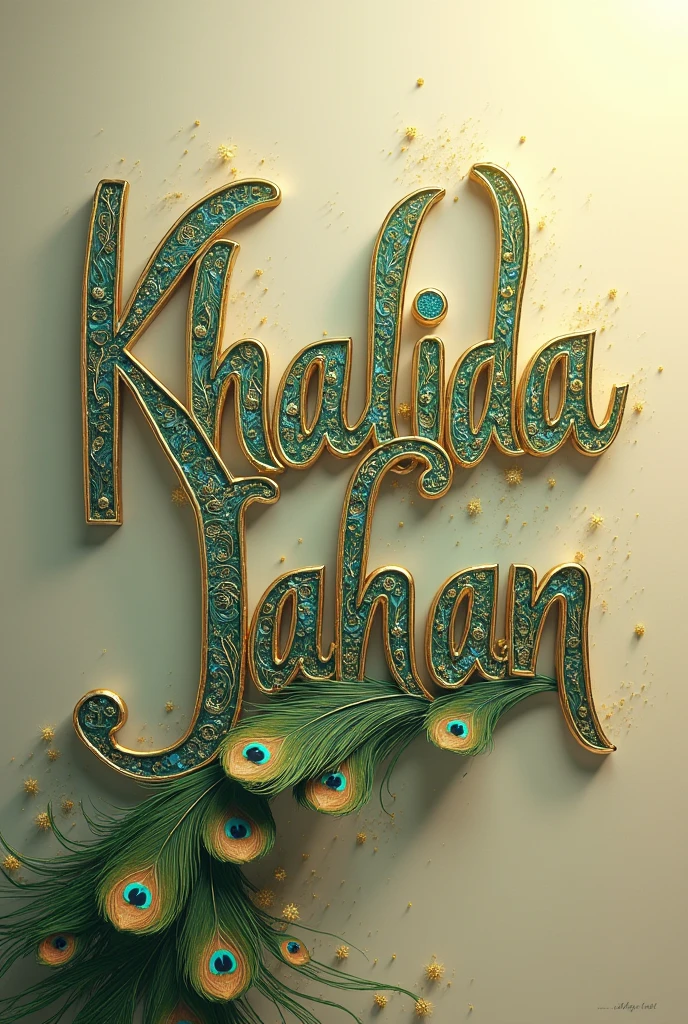 Khalida jahan name with peacock feathered font