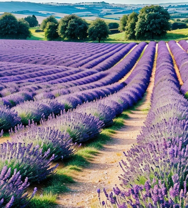 Beautiful lavender fields as far as the eye can see　lilac　Light color　Delicate Light