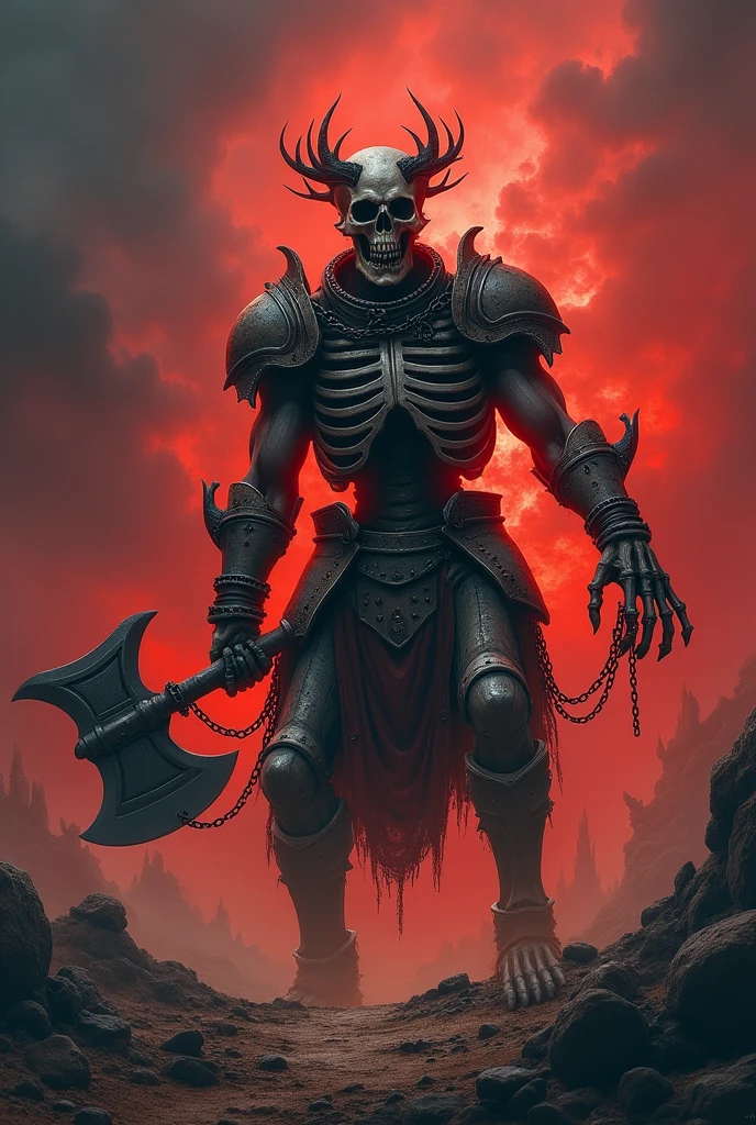 Crown of Thorns Warrior Skeleton Muscle Calvary Chains Axe