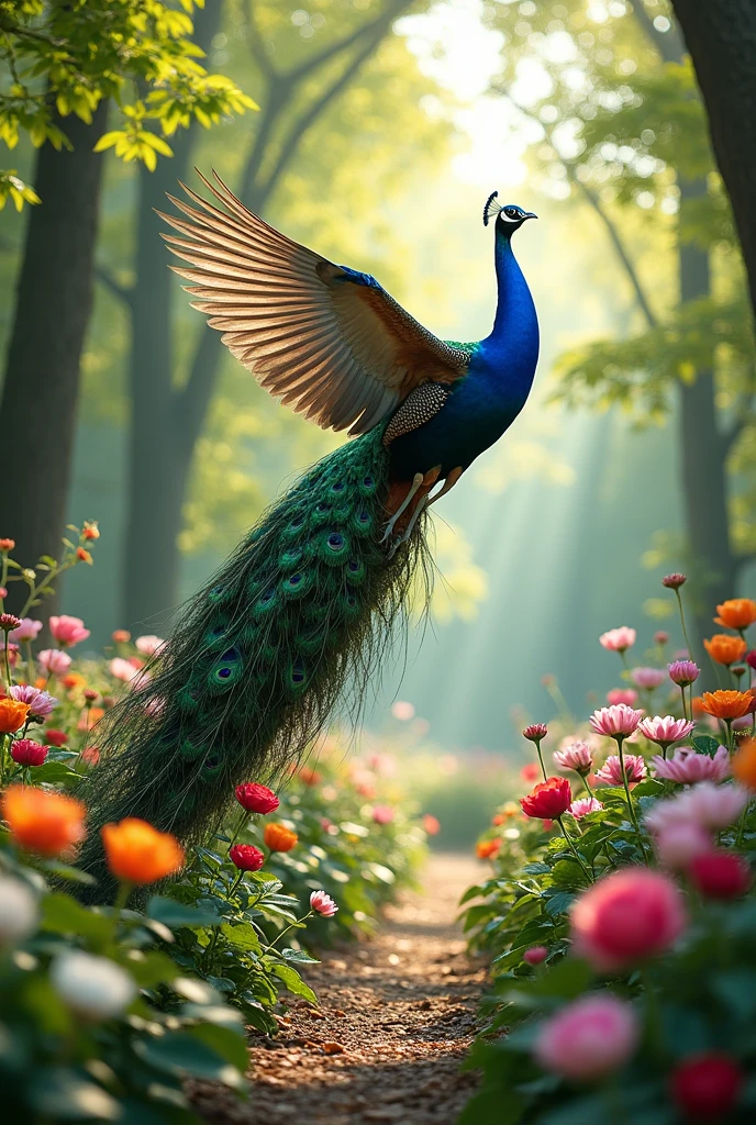 pecoc in garden flying