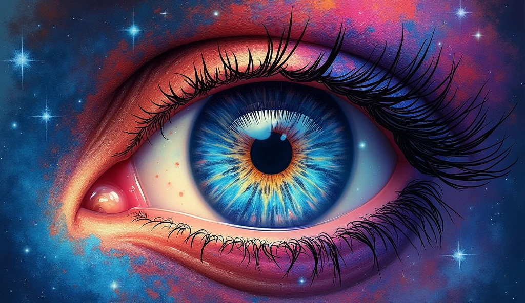 Colorful swirl eye painting, Mystical Eyes, Visionary art style, Eyes of the Universe, Visionary painting, digital Visionary art, Third Eye Vision, The mysterious third eye, Coherent Eye, highly detailed Visionary art, Extremely detailed and hypnotic, channeling third eye energy, Surreal Psychedelic Design, DMT Vision, Fantastic psychedelic art, Visionary art