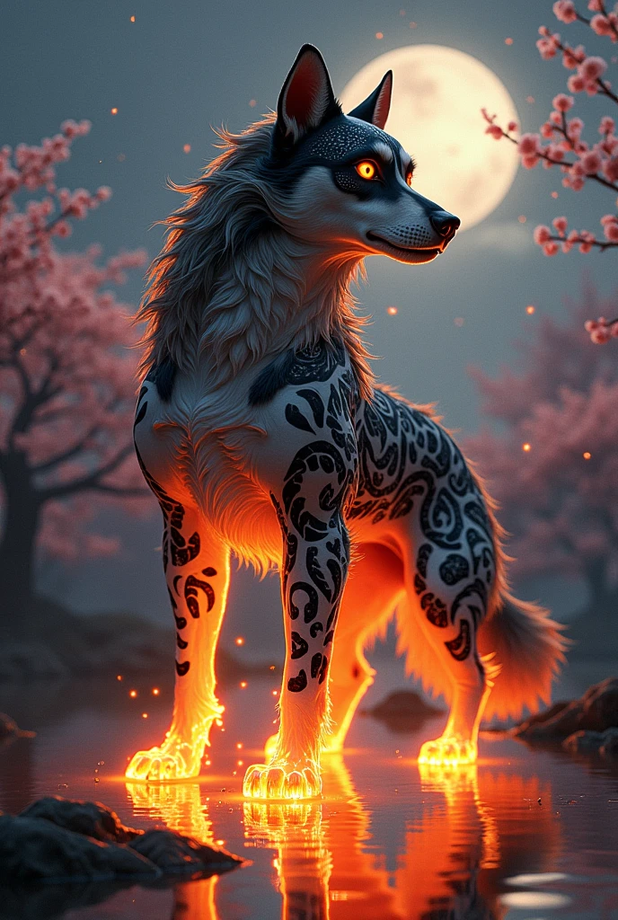 (Nwinkpunk:1.2) (The perfect style:0.8) wolf, anthropology, light waves, sunset, complicated, Highly detailed