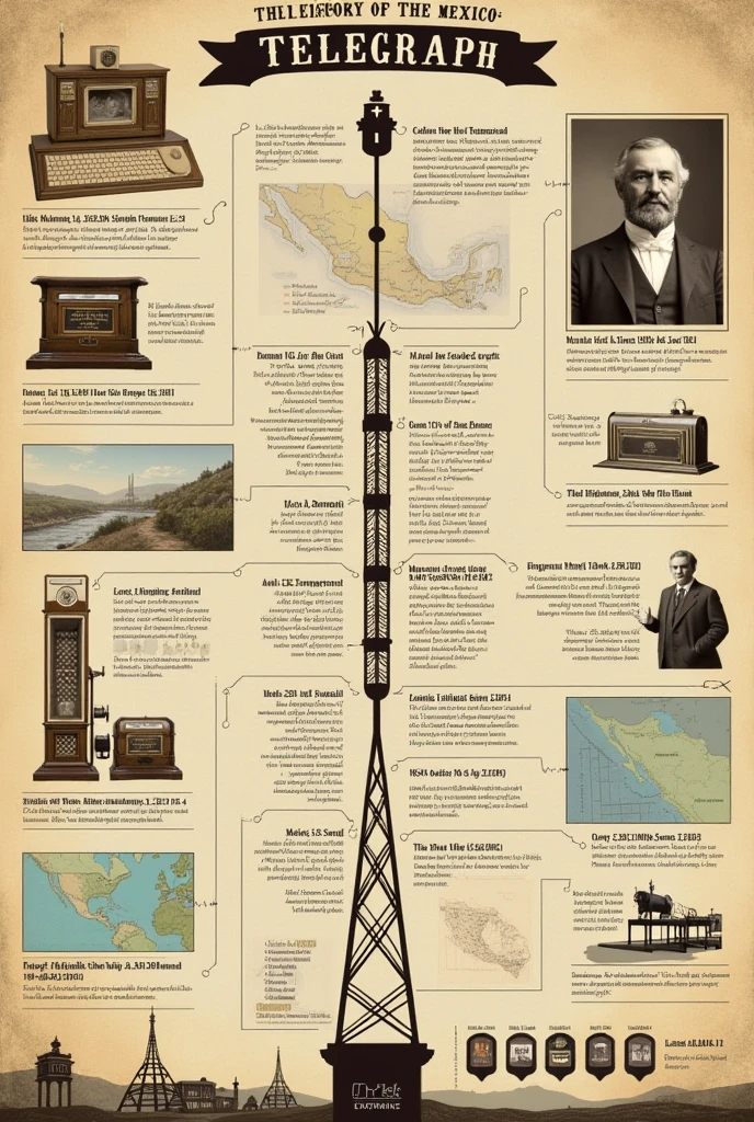 An infographic on the history of the telegraph in Mexico 