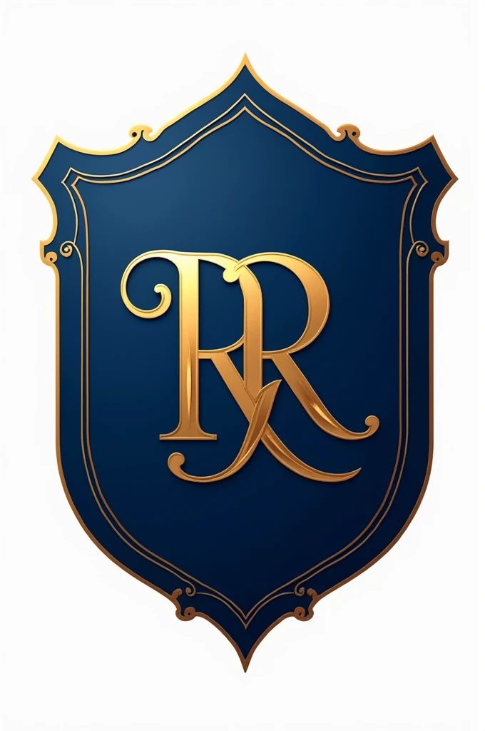 Elegant logo with the initials "R y Y" with an elegant blue background shield with an elegant gold,