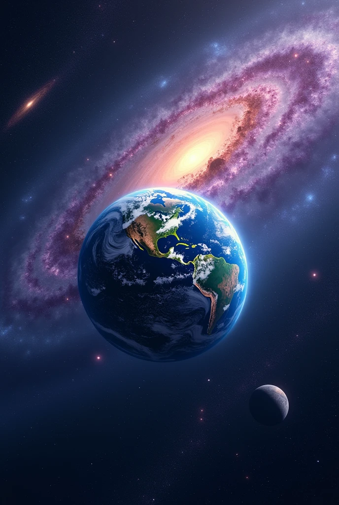 planet earth with galaxies in the background