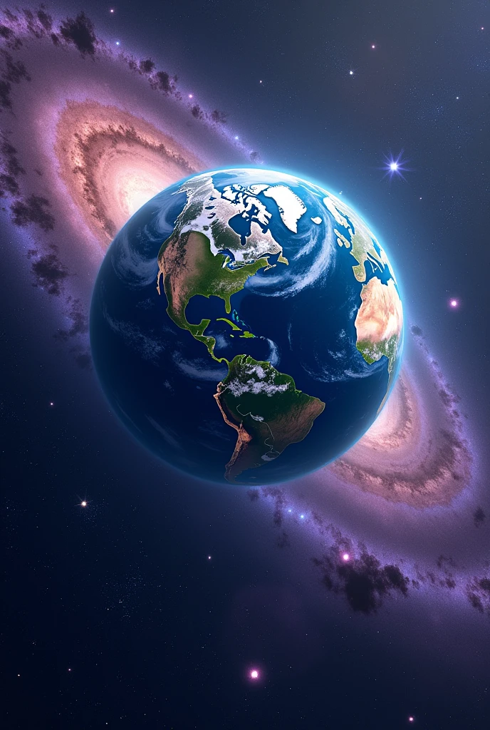 planet earth with galaxies in the background