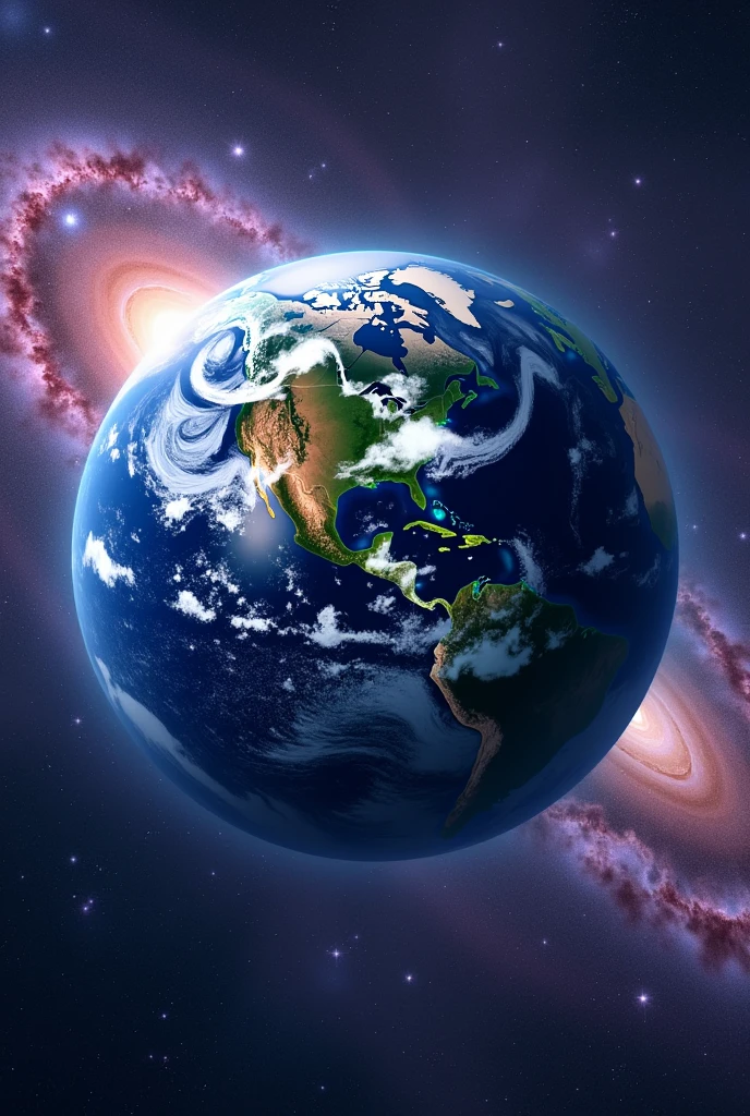 planet earth with galaxies in the background