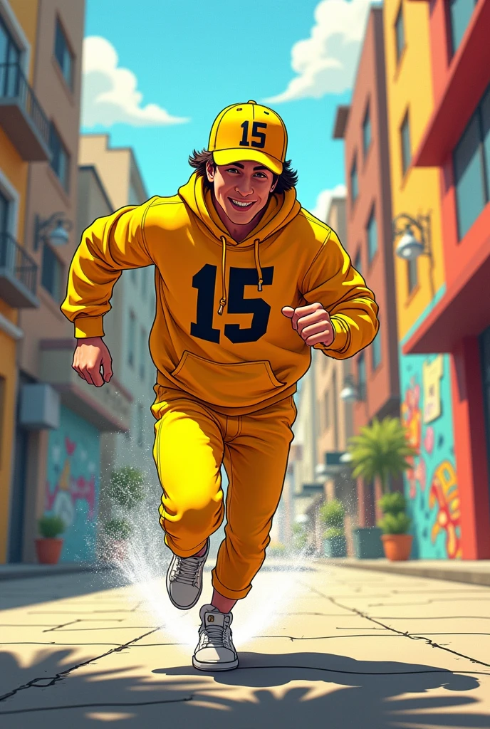 Sonic yellow outfit with number 15 and hat 15