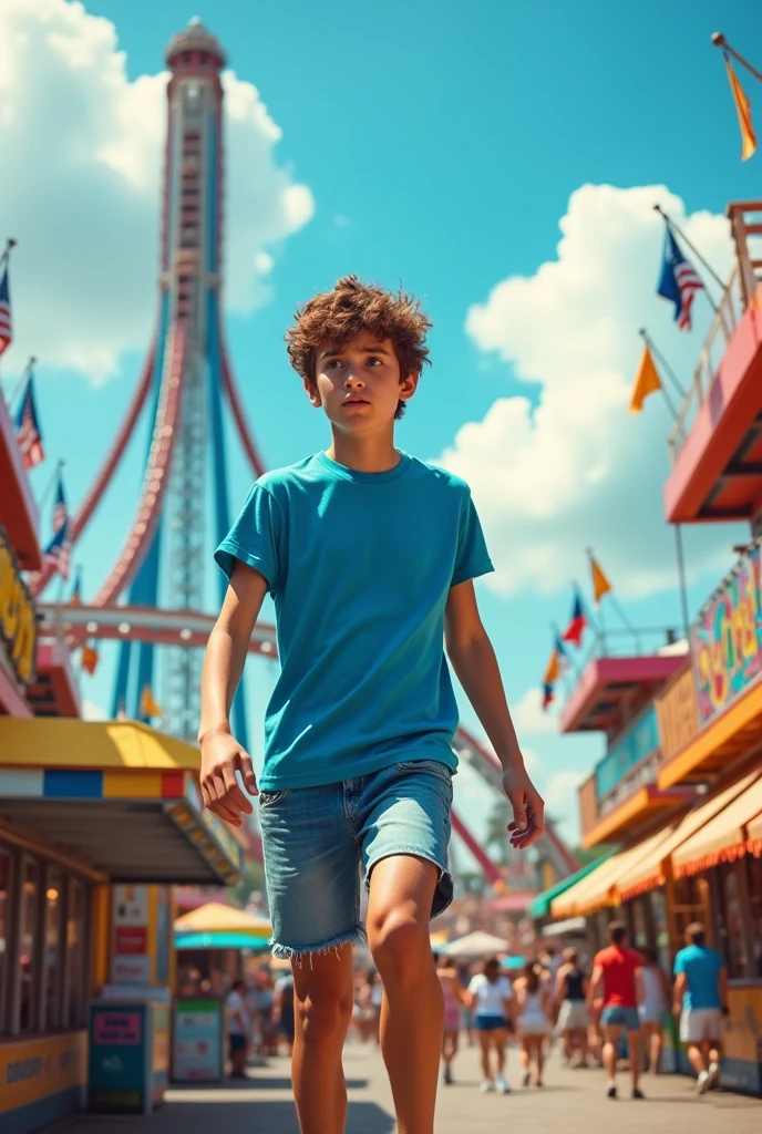 Image of a teenager getting off a roller coaster with a sad face 

