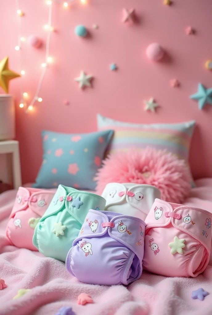 I came up with some design ideas for diapers for girls.