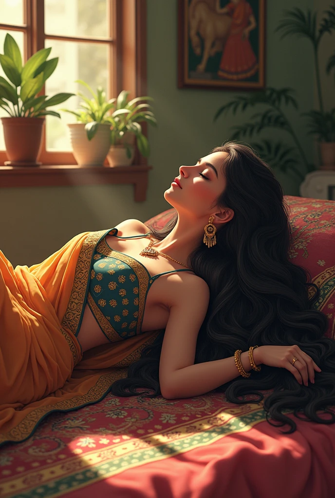 Indian woman lying on floor asleep anime


