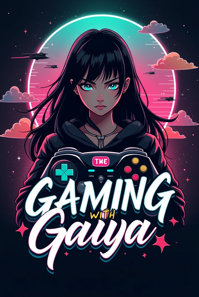 Youtube logo make Name is Gaming with Gaiya. Black and white. Game control. Color half
