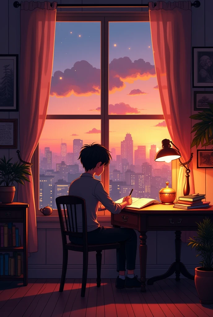 Animated lofi study room window at front