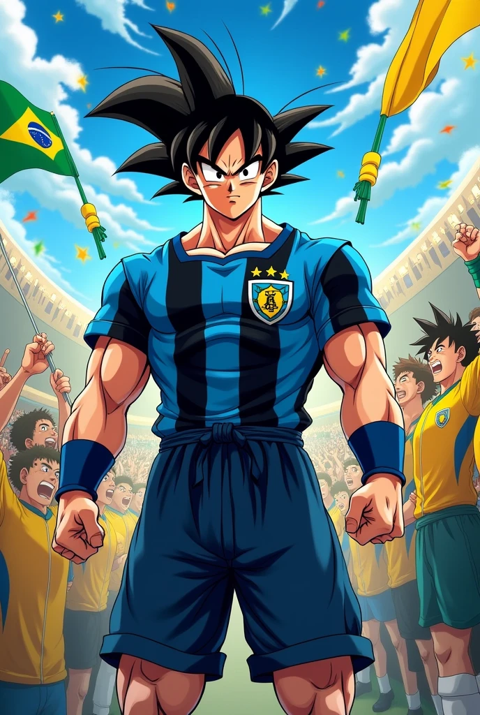 create Goku using the Brazilian team's Grêmio shirt
