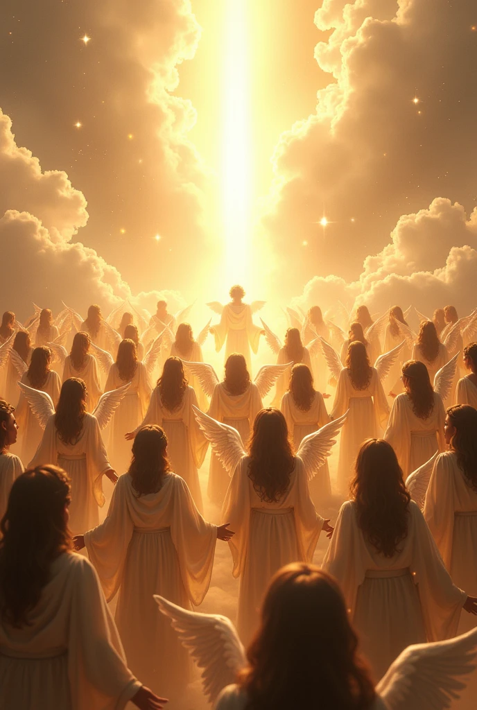Make an image of angels worshiping the holy trinity