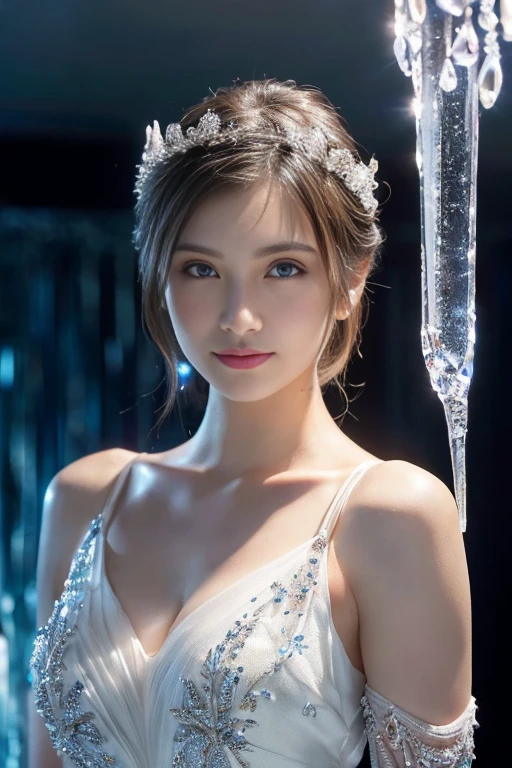 ((table top:1.4, highest quality)), (realistic pictures:1.4),
((1 girl)),
(超High resolution:1.2), Very delicate and beautiful, wonderful,
Highly detailed CG Unity 8K wallpaper, Super detailed, High resolution, soft light,
beautiful detailed, highly detailed eyes and face, beautifully detailed nose, beautiful and detailed eyes,
(Wearing dressed up clothes:1.4),
cinematic lighting, perfect anatomy, slender body, thin chest,
(Ice castle guest room, Ice Room, ice furniture, Ice Chandelier, Light up in the dark:1.3), (A fantastic world of ice and light, ice clarity, The beauty of light refracting through ice:1.3), (A world of inorganic beauty where everything is covered in icicles and frozen..:1.3), beautiful,
cowboy shot, looking at the viewer, smile