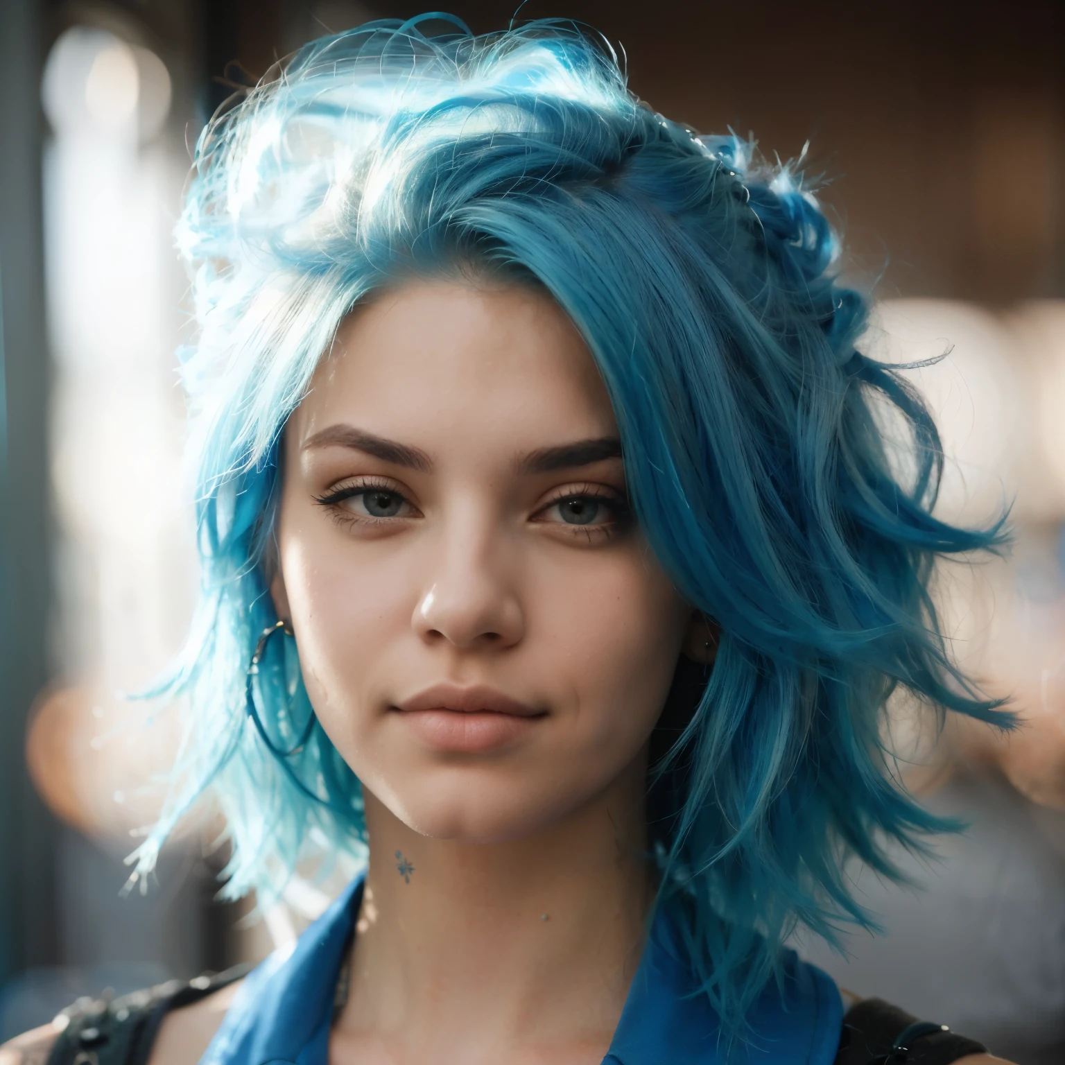 arafed woman with pelo azul and piercings posing for a picture, pretty girl with pelo azul, beautiful woman with pelo azul, beautiful pelo azuled girl, girl with pelo azul, fotografía en color retrato 4k, short pelo azuled woman, messy pelo azul, sky pelo azul, retrato en color, light pelo azul, pelo azul, retrato suave 8 k, flowing pelo azul