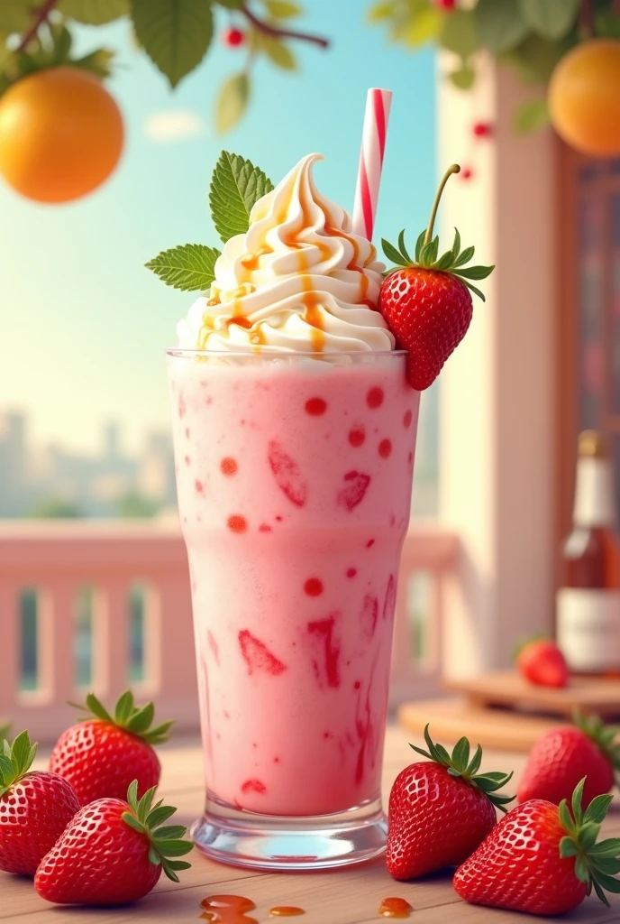 like a very aesthetic strawberry frappe poster from marketingink