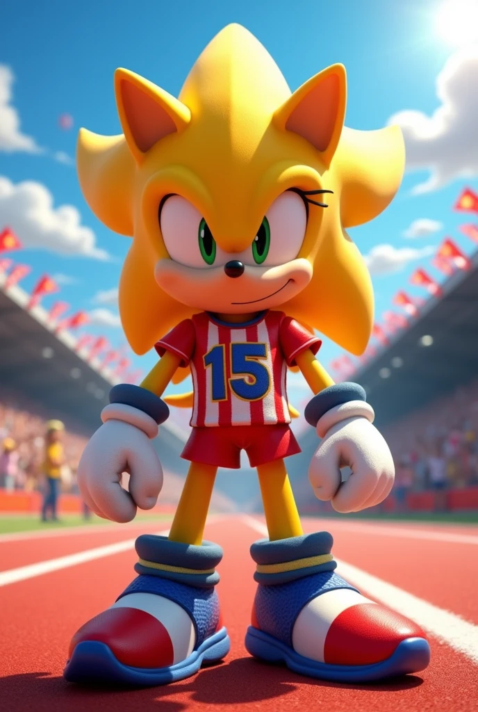 Yellow Sonic dressed as number 15