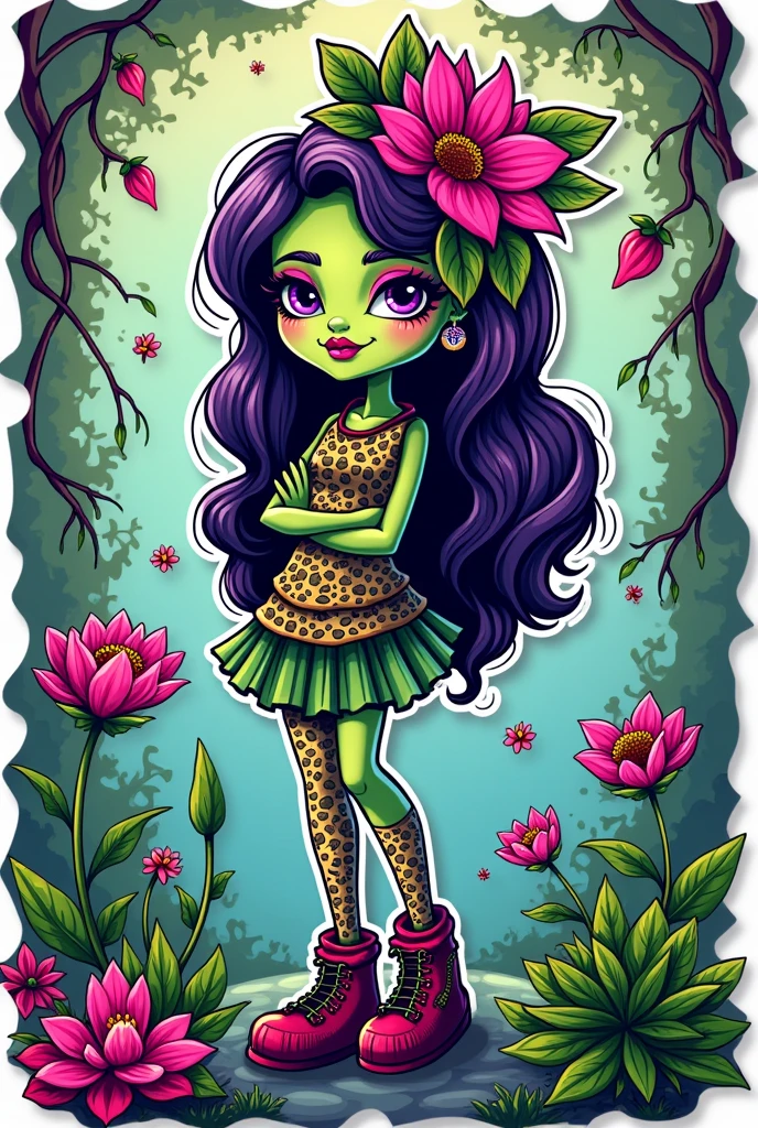 Give me some sticker-type images of plants and nature things like Monster High