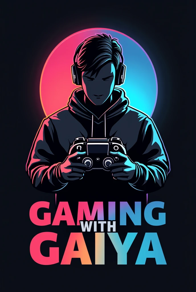 Youtube logo make Name is Gaming with Gaiya. Black and white. Game control. Color half man