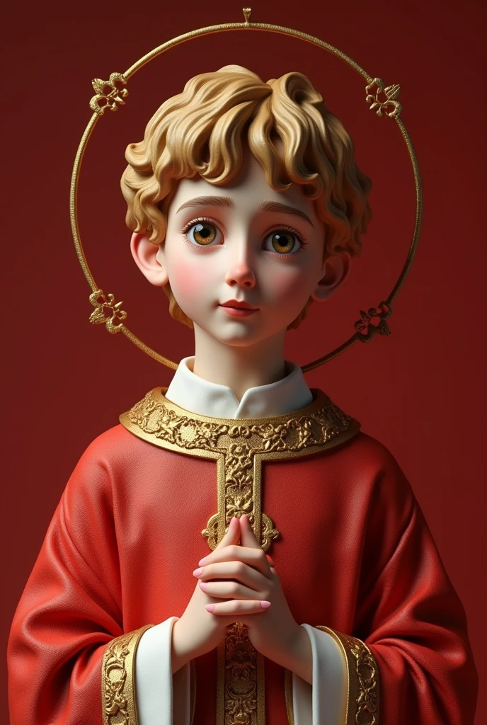 Saint Tarcisius, catholic saint, 3d render, ultra 4k, realistic, gold red and white catolic clothes
