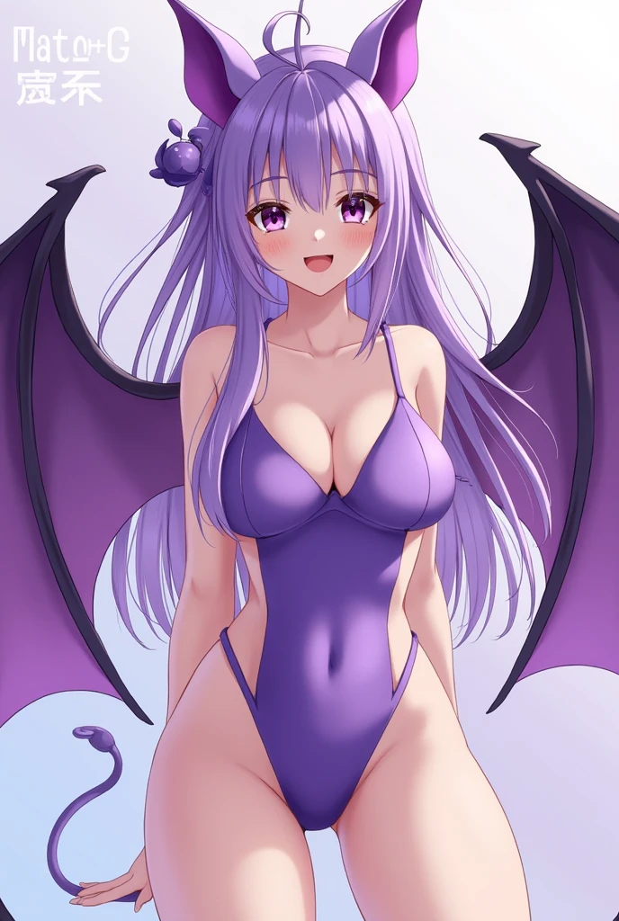 Meters=G Metersythological creatures cute Large bat-like wings There is a small antenna on the top of the head。 Purple 大きなハサMeters bright erotic eroticい Anime Girls hypnotism School Swimsuit Electric massager