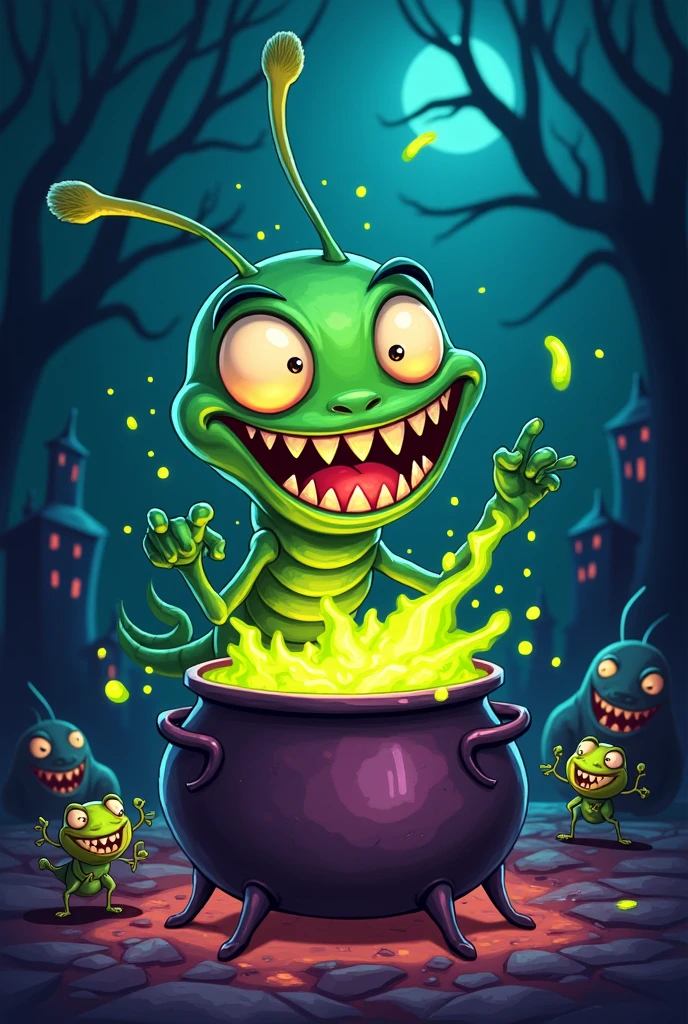 Cartoon of a bad parasite creating toxins