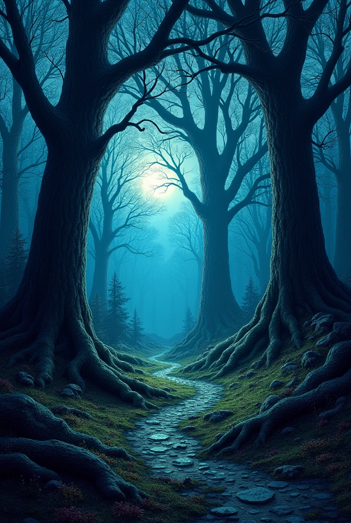 Landscape with dark trees