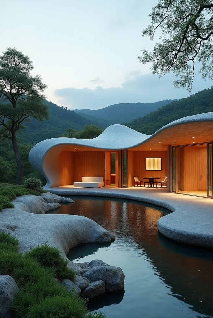Create an abstract project with reference to the architect Kengo Kuma 
