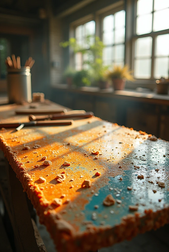 Create a sheet-like image using plastic, sawdust and natural binder 