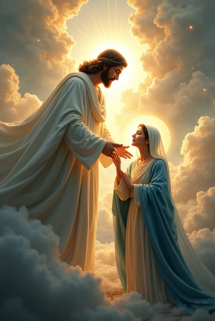 Make an image of God helping the Virgin Mary