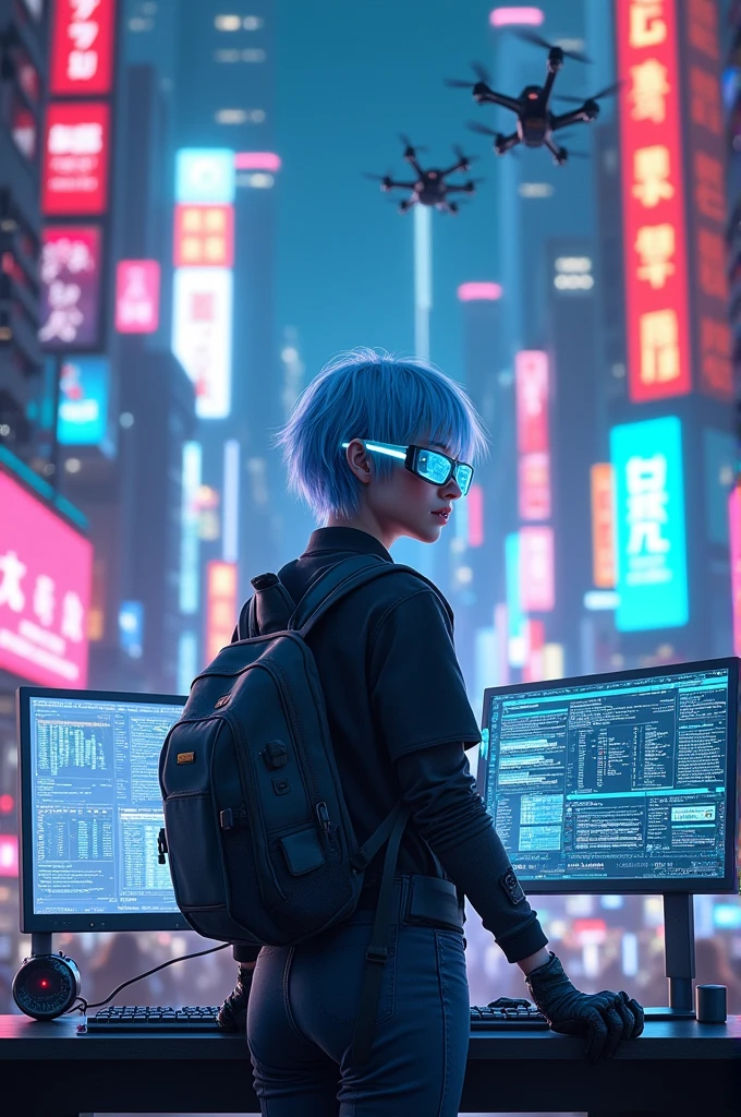 A girl in her 20's works as a cyber sepecilist