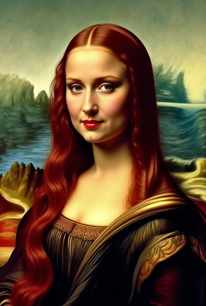 
Mona with wig, makeup and a little red lip with makeup 