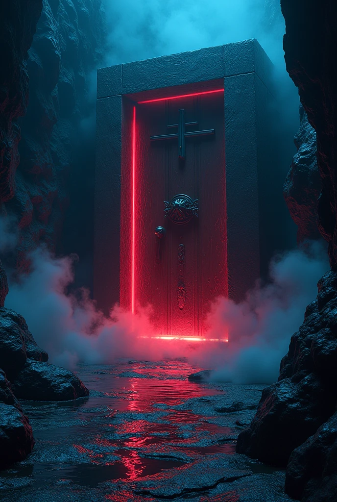 (masterpiece, Highest quality, Highest quality, beautifully、aesthetic:1.2),Something tightly locked behind the door,Release the Darkness,Black Light,Huge Energy,Feeling Dangerous,The surroundings are shrouded in darkness,Demon World,Different world,