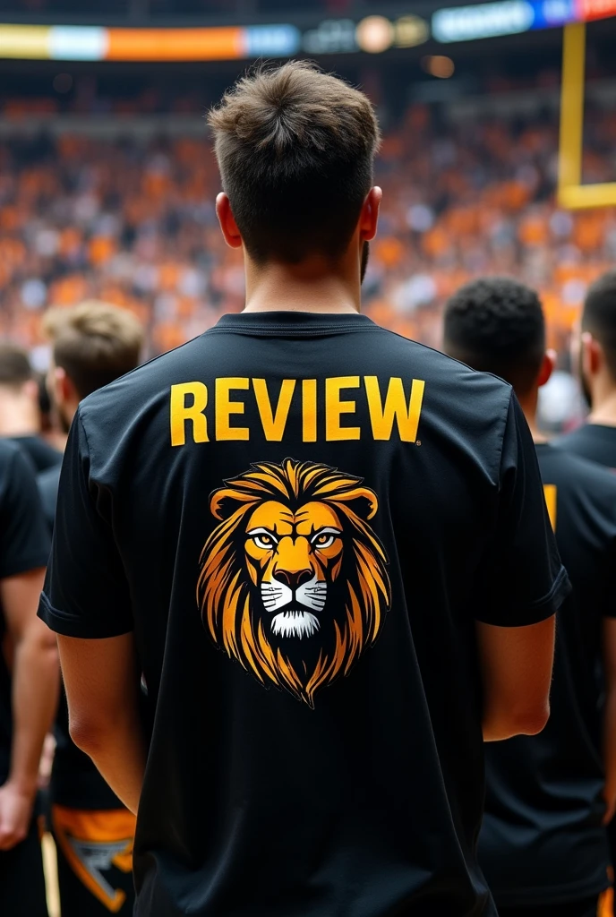 Black team shirt, Team Name Review. With Lion of Judah printed on the shirt.