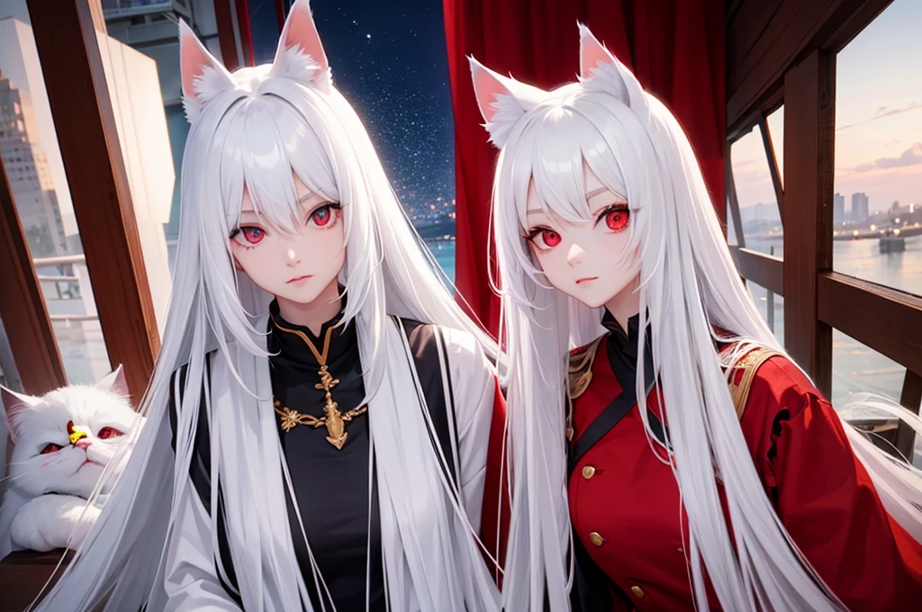 Long head and white hair，cute，Red eyes，The cat&#39;s ears are low，blush，Secretions，Make a sound，Panting，White，swimsuit，Leaking water from the lower body，Not Wearing