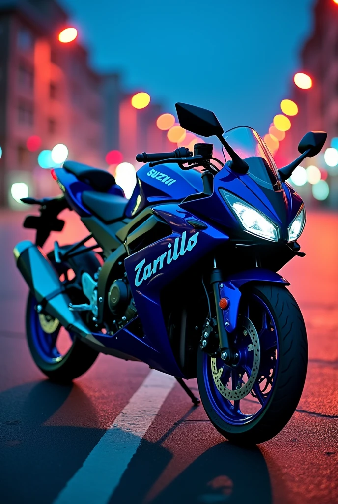 Suzuki gixxer motorcycle with the name carrillo