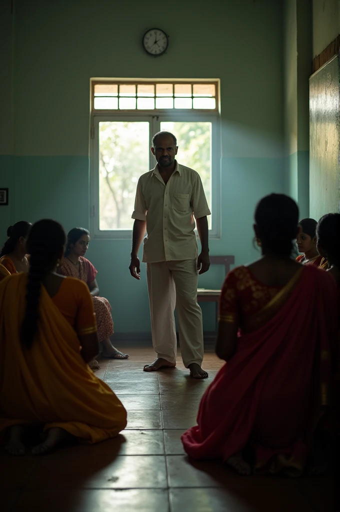Tamil  male teacher punishing married woman students to kneel down 