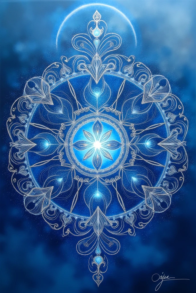 Blue Mandala (Fifth Chakra - Throat) Circular and spiral shapes, that symbolize communication and expression.
