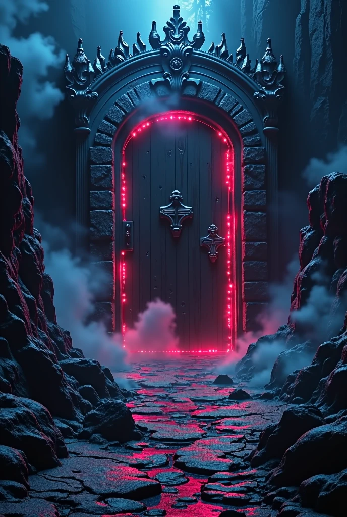 (masterpiece, Highest quality, Highest quality, beautifully、aesthetic:1.2),Something tightly locked behind the door,Release the Darkness,Black Light,Huge Energy,Feeling Dangerous,The surroundings are shrouded in darkness,Demon World,Different world,