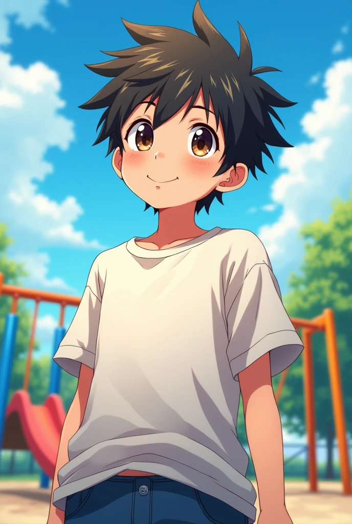 Create an anime showing his chest
