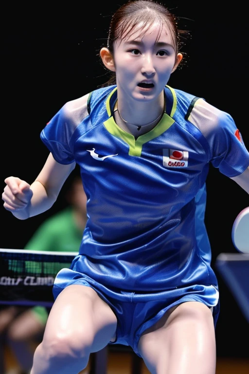 (Highest quality,8k,High resolution,Masseter region:1.2),Very detailed,Realistic:1.37,Portraiture,Dynamic Angle,(woman Table tennis player,Table tennis) ,age Girl,Small Head,cute,Attractive face,Detailed beauty face,Extremely realistic skin,Wet Skin,Sweat,(Head to thigh photo:1.4)、Small breasts,Tight waist,Beautiful feet ,Table tennis会場 Table tennis ,Cinema Lighting,(A see-through tank top that clings to the skin、Lightweight bloomers)、Detailed breast shape、Detailed groin area、Detailed pubic shape、Beautiful thighs、Beautiful groin、Beautiful belly button、
