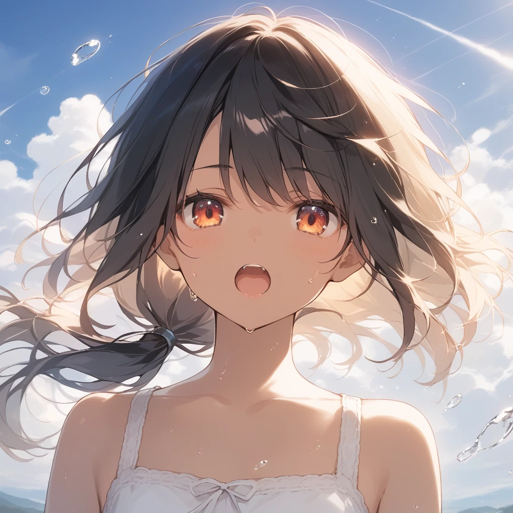 score_9, score_8_up, score_7_up, source_anime, best quality, masterpiece, official art, absurdres, highres, ultra-detailed,waifu2x,Collection: Slice of Life,break,1girl, tomboy, dark-skinned female, short hair, low ponytail, flat chest, beautiful detailed eyes, shorts, sweat, open mouth, (yawn:0.3), sleepily, outdoors, wind, (Detailed Lighting), (Detailed background),break,(clear line illustration:1.2), super detailed skin,very high resolution, very aesthetic, Best sexual lighting powered by famous artist, 8k, 16k, cute picture,beauty illustration,photoshop_(medium),,(Detailed Lighting),best anime 8k konachan wallpaper, pixiv contest winner, artist:clamp ,artist:carnelian ,artist:kantoku ,