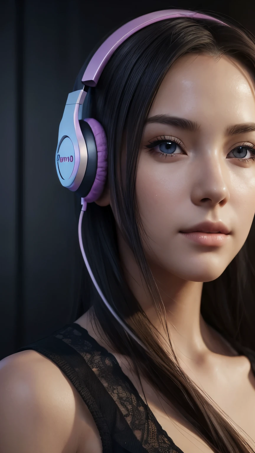 a gamer girl, high-quality headphones, detailed gaming room, beautiful detailed face, beautiful detailed eyes, sexy alluring pose, masterpiece, ultra-detailed, photorealistic, professional, vivid colors, studio lighting, extremely detailed description, (best quality, 4k, 8k, highres, masterpiece:1.2), ultra-detailed, (realistic, photorealistic, photo-realistic:1.37), concept art