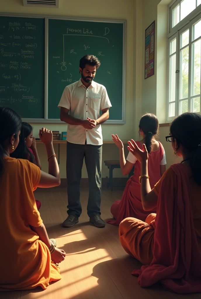 Tamil  male teacher punishing married woman students to kneel down and hands up 
More images 
