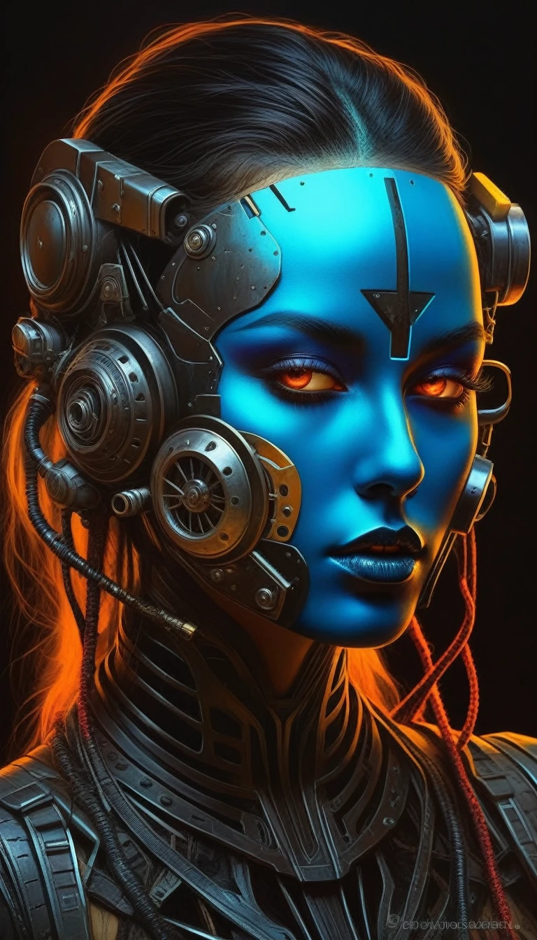 Artwork, hyper realistic-surreal and fantastic composition, perfect and dynamic digital painting, Abstract geometric shapes transform in the hallucinatory style of Karel K709, each face transitioning into a faceless mask with a stroke reminiscent of Beksinski's Prime art, neon ambiance highlighting the abstract black oil textures, gear mecha elements intertwined, acrylic with a grunge touch, all laid out with intricate complexity, rendered in Unreal Engine for a photorealistic effect., style Jose Royo, by Boris Vallejo, by Julie Bell, by Carne Griffiths, by Wadim Kashin, by Brian Froud and Jeremy Mann, epic set, black light show, deep colors, sharp focus, ultra detailed, in the style of Dan Mumford and Marc Simonetti