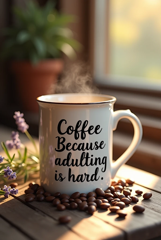 A mug with text design